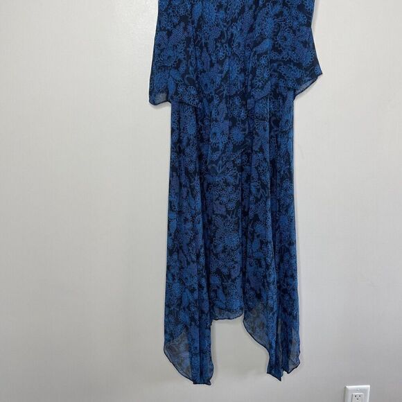 DEREK LAM 10 Crosby Dress Womens 6 Two Tier Cami Midi Silk Blue Midnight - Picture 10 of 14
